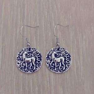 Unicorn Coin Drop Earrings